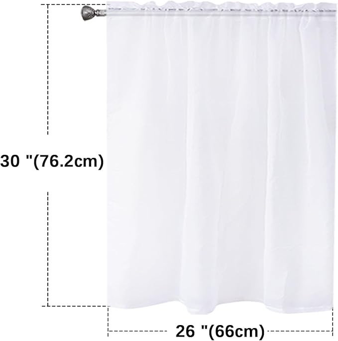 SpaceDresser White Kitchen Sheer Valance Curtains 24 Inch, Voile Sheer Cafe - Image 2