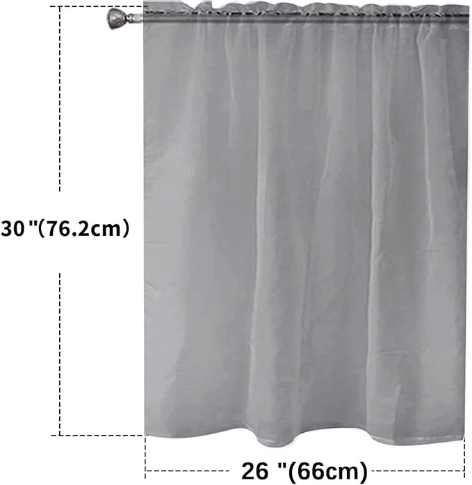 SpaceDresser Basic Rod Pocket Sheer Voile Window Curtain Panels Grey 1 Pair 2 - Image 2
