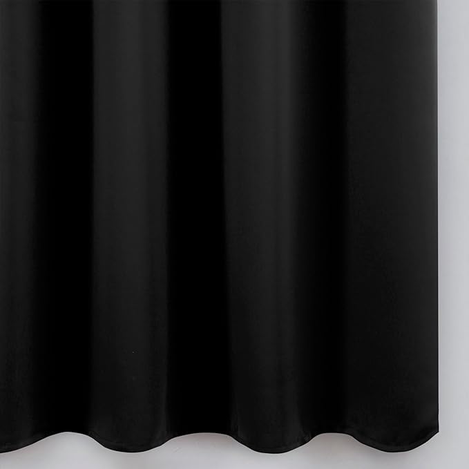 LEMOMO Blackout Curtains 66 x 54 Inch Long Black Curtains Set of 2 Panels Room - Image 8