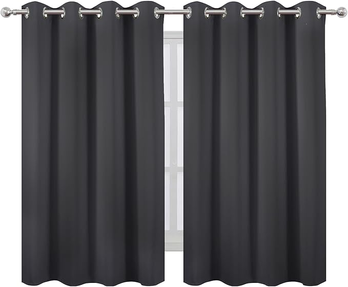 LEMOMO Dark Grey Thermal Blackout Curtains/52 x 54 Inch/Set of 2 Panels Room - Image 2