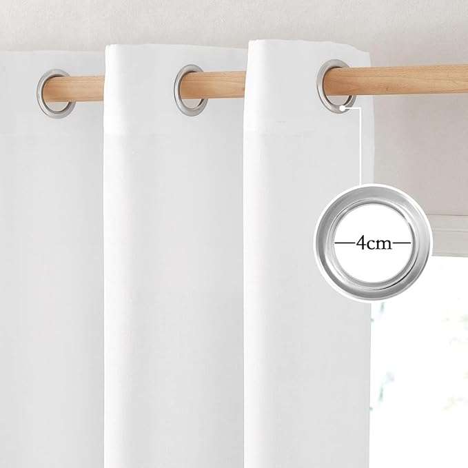 NICETOWN White Linen Curtains 72 inches Long, Grommet Privacy Window Treatments - Image 2