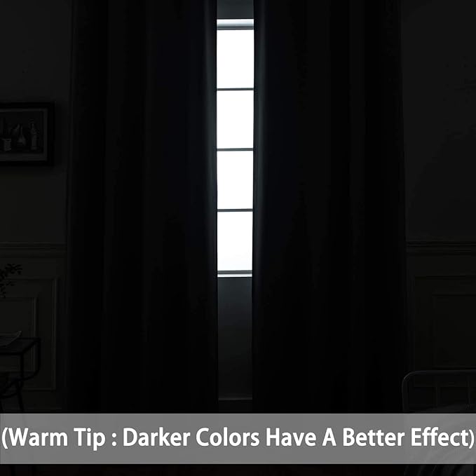 Yakamok Room Darkening Gray Blackout Curtains Thermal Insulated Grommet Curtain - Image 2