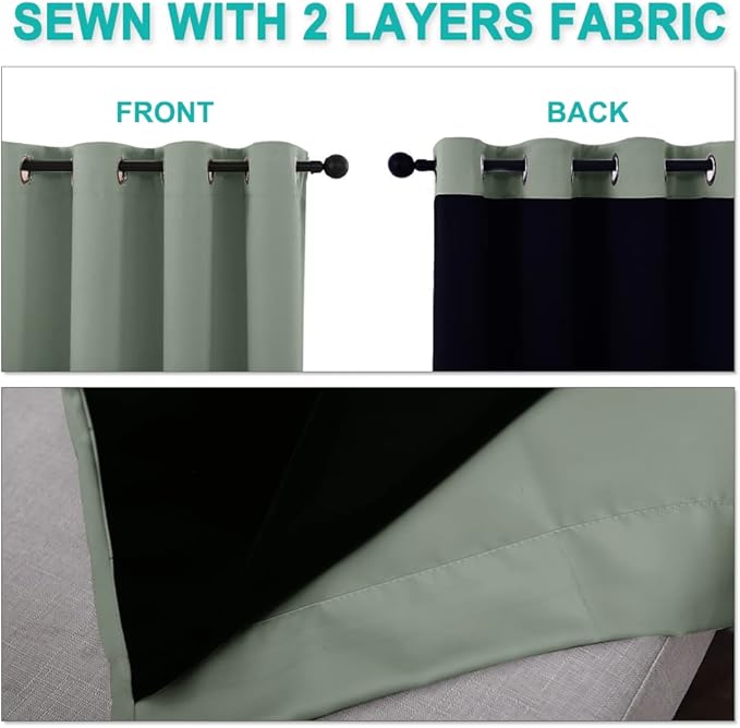 NICETOWN 100% Blackout Curtains 54 inches Long, Double-Deck Completely Blackout - Image 5