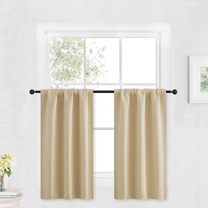 RYB HOME Kitchen Curtains Over Sink 36 inch Length, Rod Pocket Summer Light UV by RYBHOME