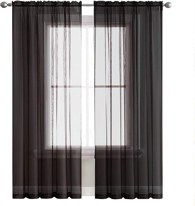 SpaceDresser Basic Rod Pocket Sheer Voile Window Curtain Panels White 1 Pair 2 - Image 3