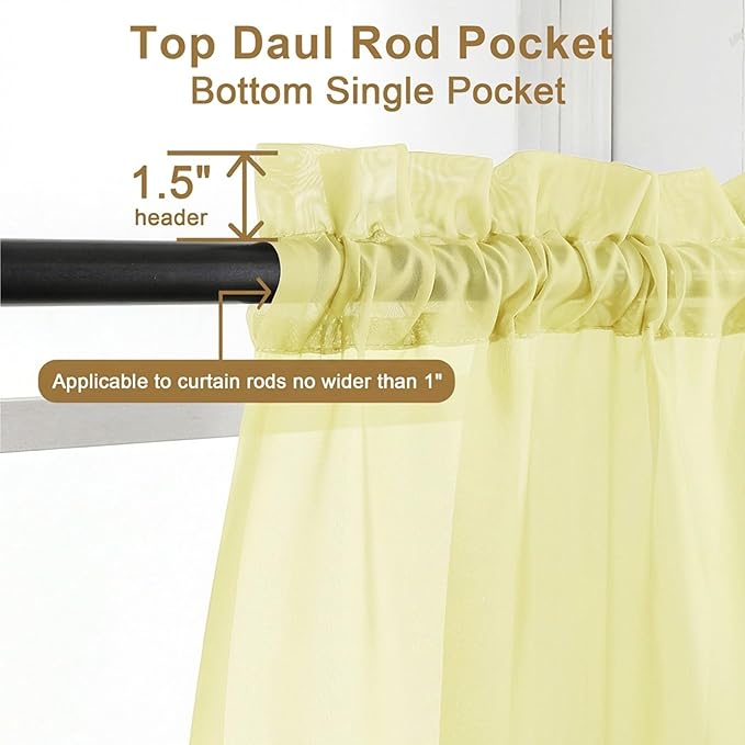 Chyhomenyc Sheer Curtains 72 Inch Length 2 Panels - Image 5