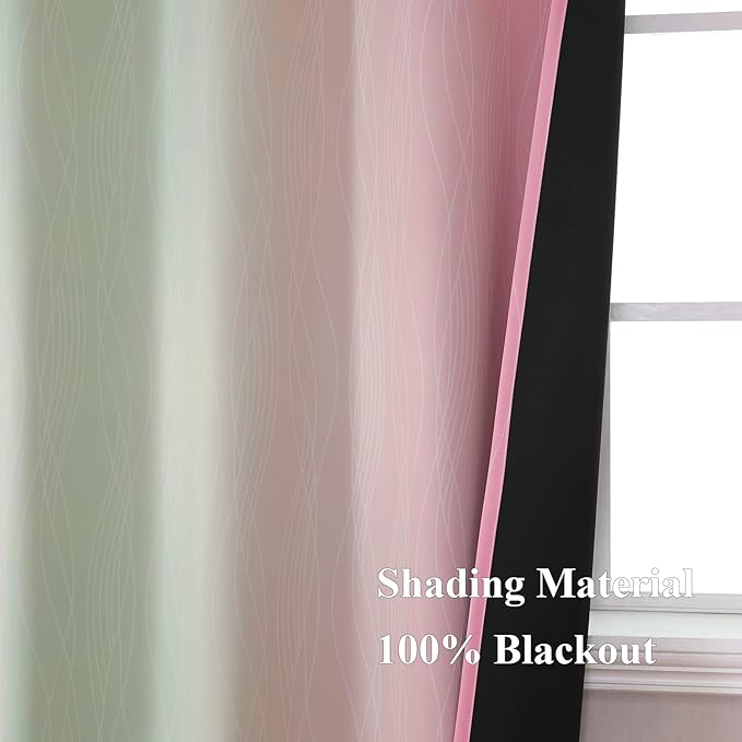 Estelar Textiler Sage and Pink Blackout Curtains 54 Inch Length, Light Blocking - Image 5