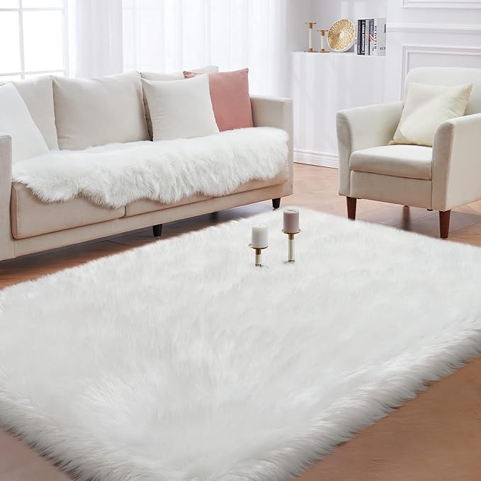 Faux Fur Area Rug, Indoor Plush Floor Carpets - Image 3