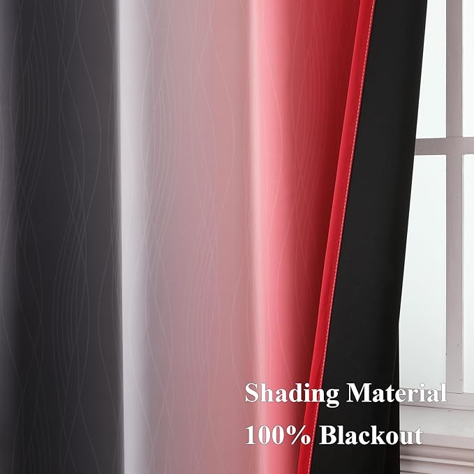 Estelar Textiler Red and Black Blackout Curtains - Image 5