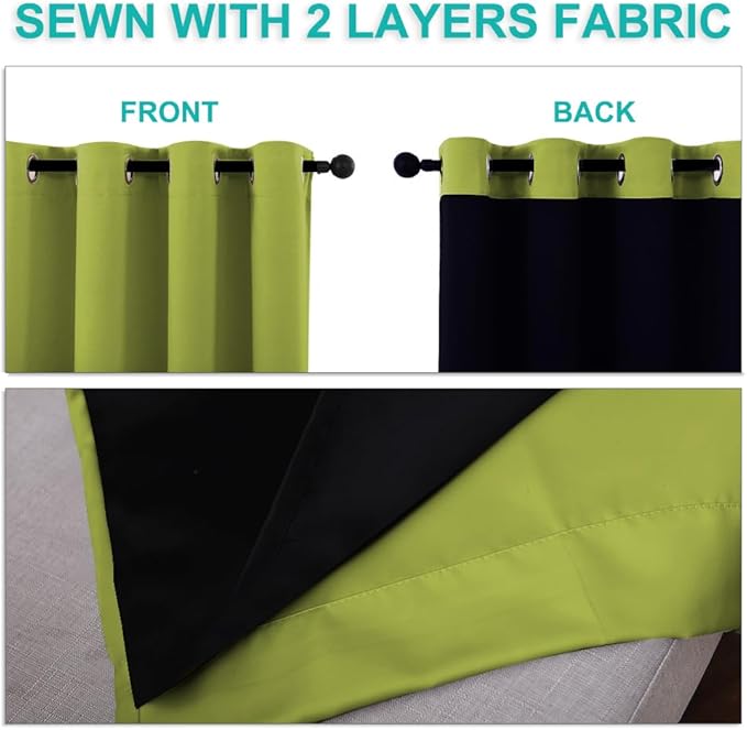 NICETOWN Fresh Green Full Shade Curtain Panels, Pair of Thermal Insulated & - Image 5