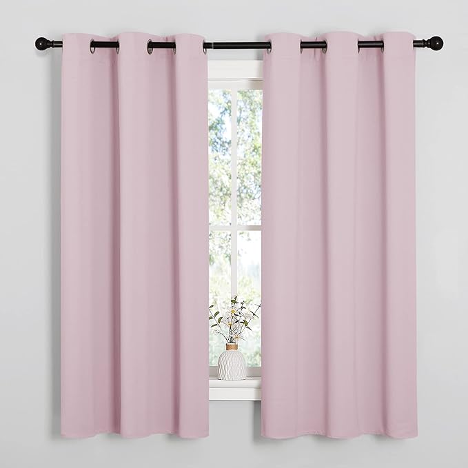NICETOWN Baby Pink Blackout Curtains 48 inches Length by NICETOWN