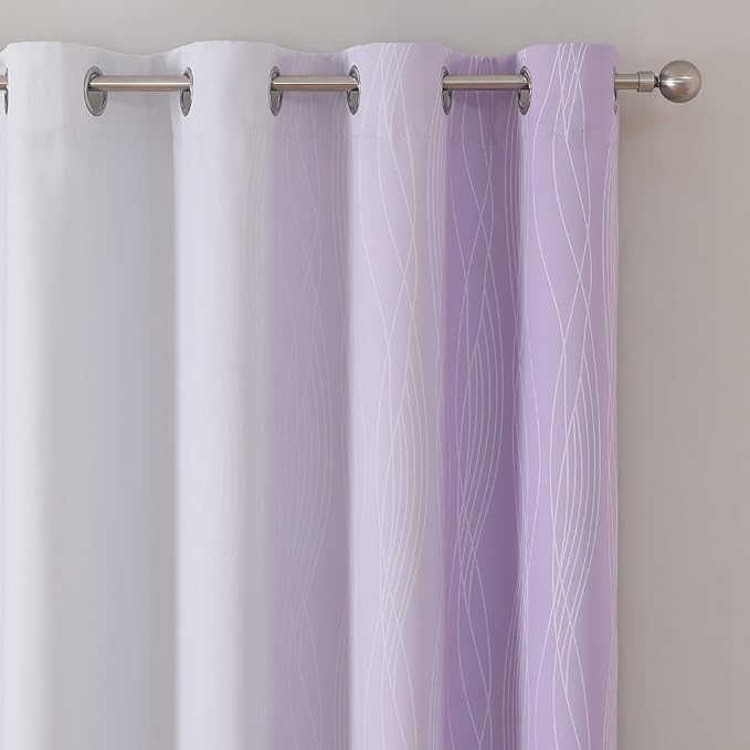 Estelar Textiler Lilac and Greyish White Blackout Curtains 96 Inches Long - Image 4