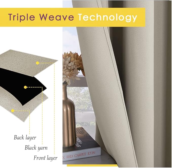 NICETOWN Natural Blackout Curtains Panels - Image 3