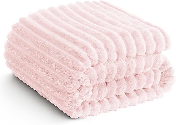 HIMEET Pink Ribbed King Size Blanket by Unknown