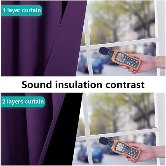 NICETOWN Total Shade Curtains and Draperies, Royal Purple, Package of 2 - Image 4
