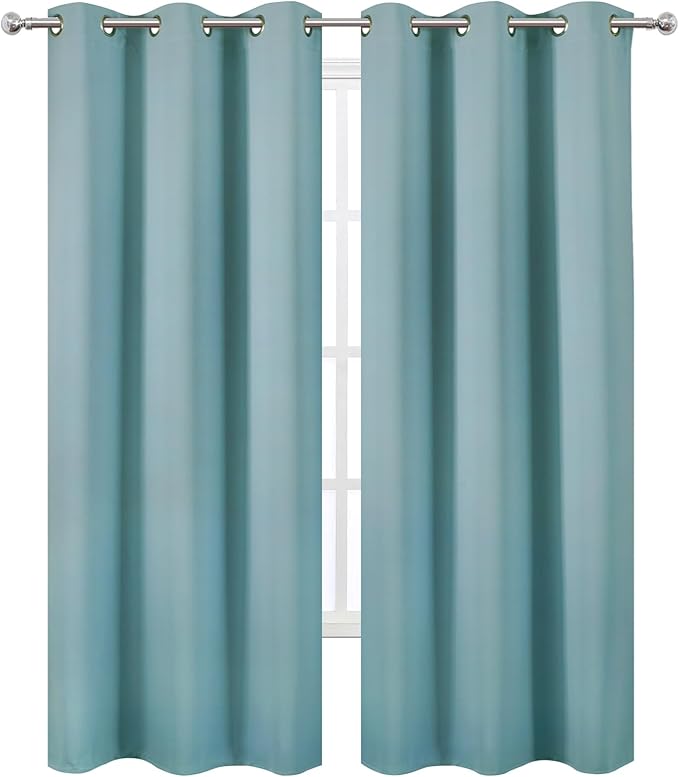LEMOMO Stone Blue Thermal Blackout Curtains/38 x 84 Inch/Set of 2 Panels Room - Image 2