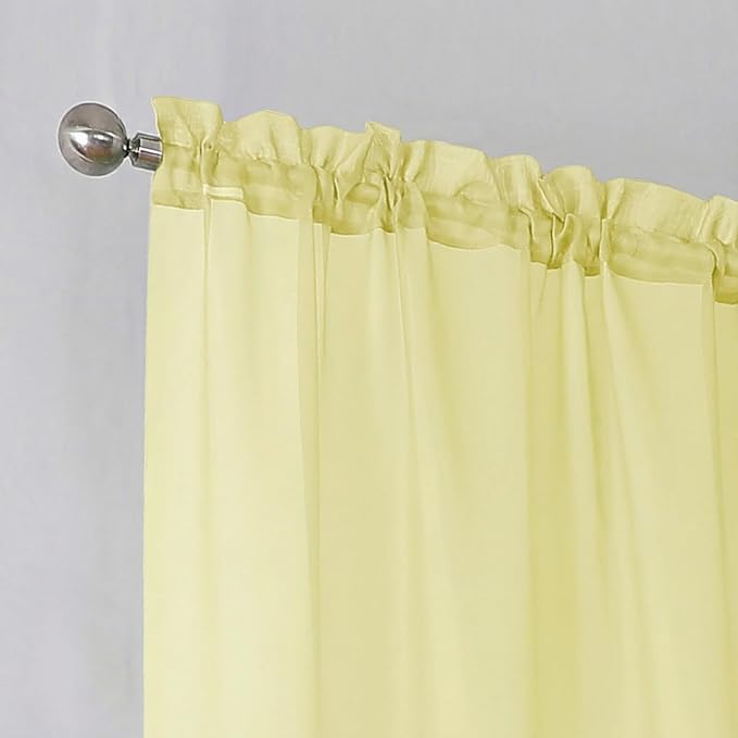 Simplebrand Light Yellow Sheer Curtains 84 Inches Long, Light Filtering Rod - Image 7