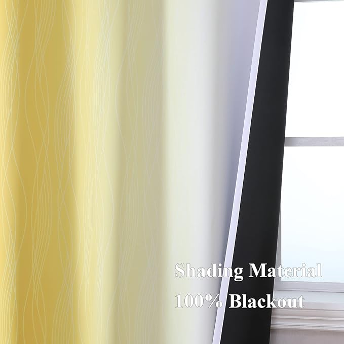 Estelar Textiler Yellow and Greyish White Blackout Curtains - Image 5