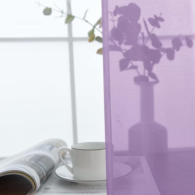 SpaceDresser Sheer Voile Window Treatment Rod Pocket Curtain Panels - Image 4