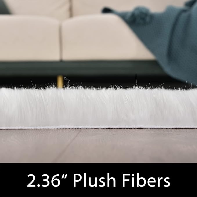 Latepis High Pile Faux Fur Area Rug, 5 x 8 ft, Fluffy Rug - Image 2