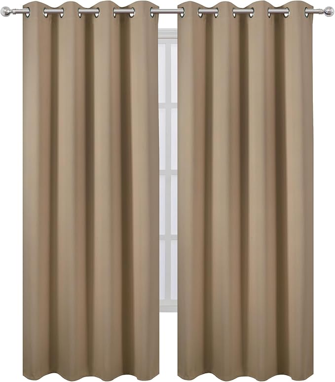 LEMOMO Blackout Curtains 52 x 108 inch/Natural Curtains Set of 2 Panels/Thermal - Image 2