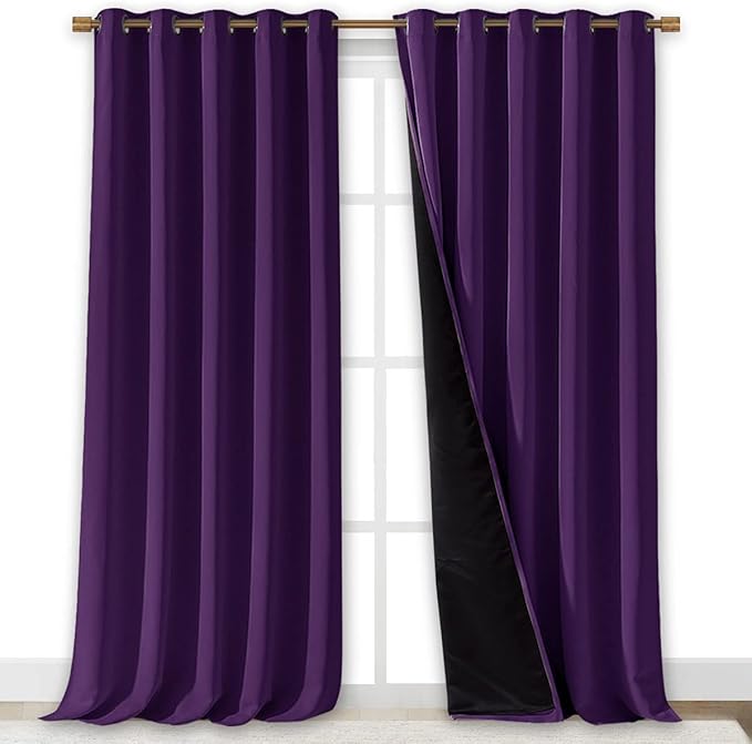 NICETOWN Total Shade Curtains and Draperies, Royal Purple, Package of 2 - Image 2