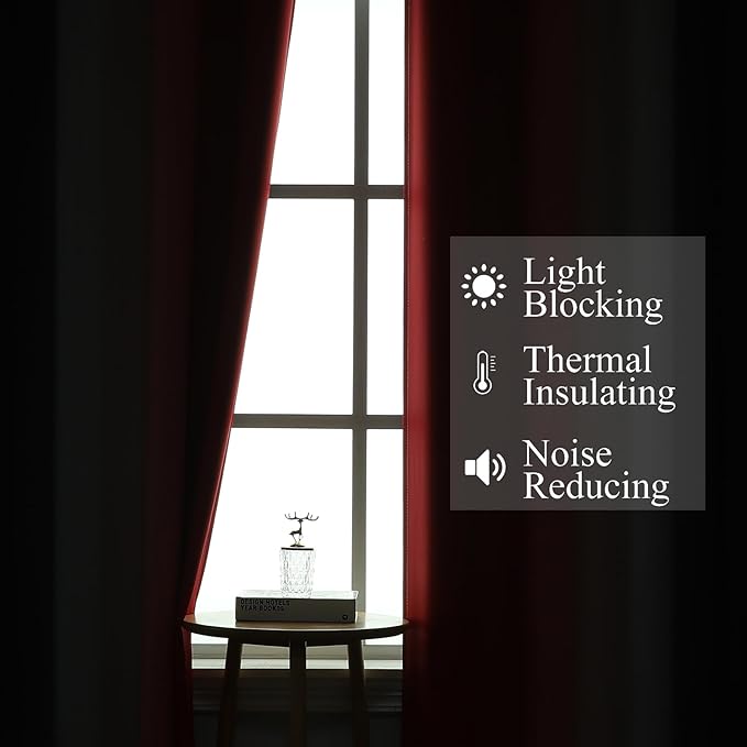 Estelar Textiler Red and Black Blackout Curtains - Image 3