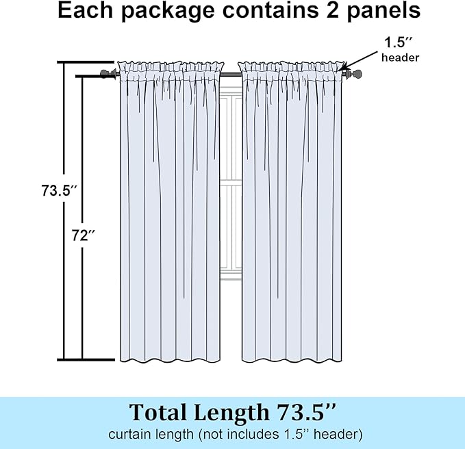 Simplebrand Lime Sheer Curtains 72 Inches Long 2 Panels - Image 8