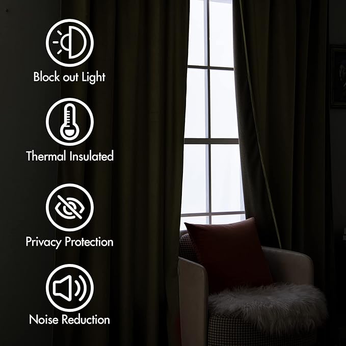MIULEE Velvet Curtains 108 inches Long 2 Panels - Image 5