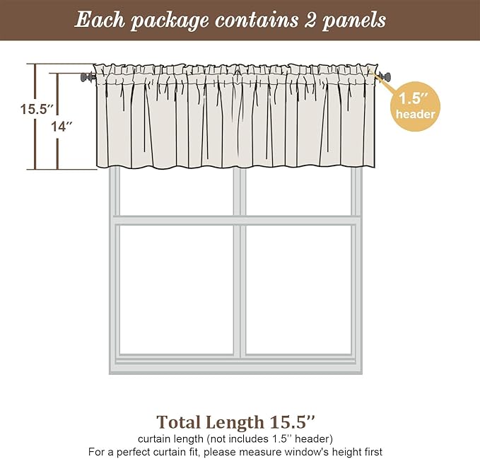 Chyhomenyc Sheer Valances for Windows, Small Window Curtains for Living Room - Image 3