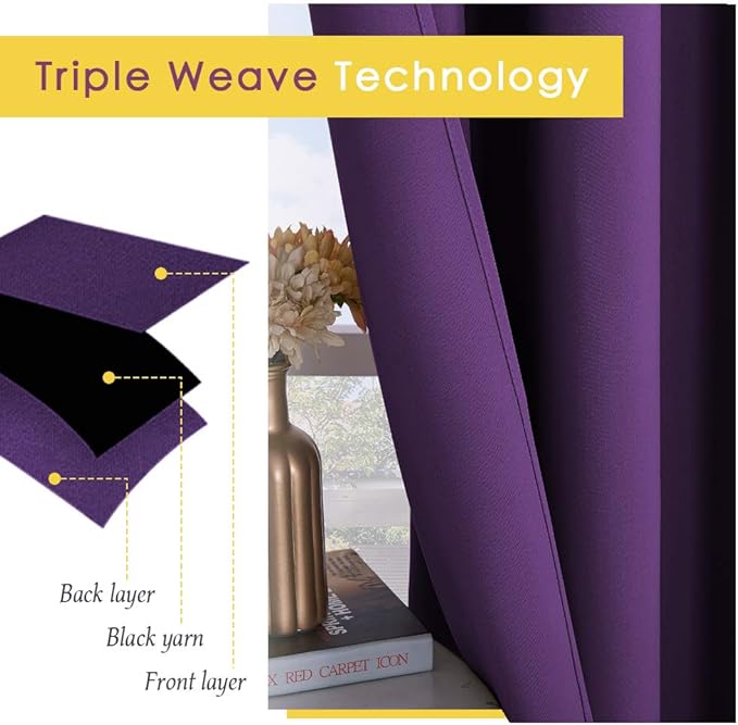 NICETOWN Thermal Insulated Blackout Draperies Curtains, Triple Weave Home - Image 3