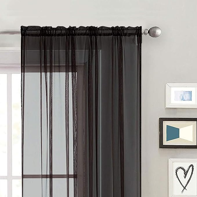 SpaceDresser Basic Rod Pocket Sheer Voile Window Curtain Panels White 1 Pair 2 - Image 3