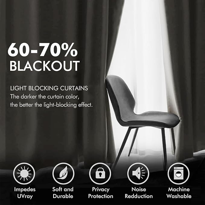 MIULEE 90 Inches Velvet Curtains Off White Elegant Grommet Curtains Thermal - Image 4