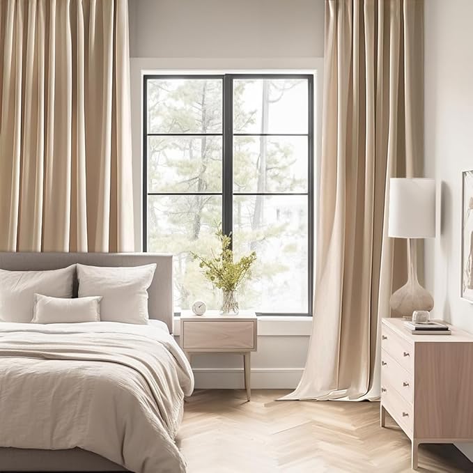 MIULEE Back Tab Beige Curtains 90 Inch Long 2 Panels Set - Image 2