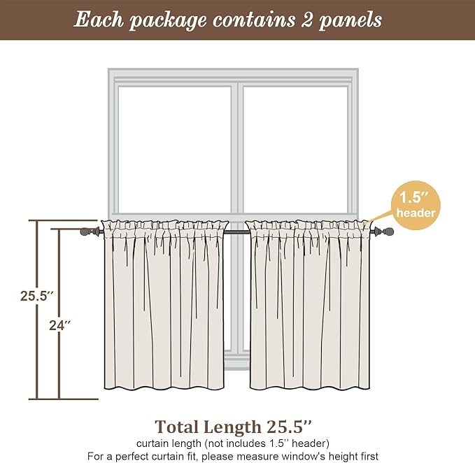 Chyhomenyc Sheer Purple Tier Curtains 24 Inch Length, Small Window Curtains - Image 4