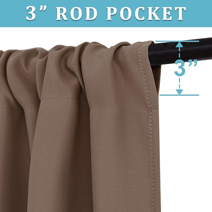 RYB HOME Blackout Curtains for Bedroom Living Room 72 inches Long, Thermal - Image 3