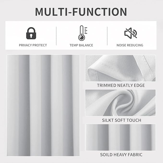 Joydeco White Curtains 84 Inches Long 2 Panels Set, Thermal Insulated Long - Image 3