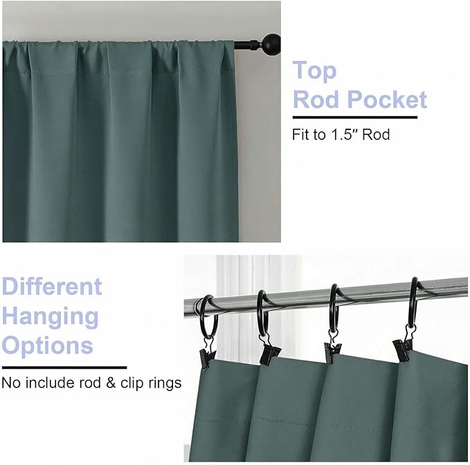 Simplebrand Dark Green Blackout Curtains - Image 4