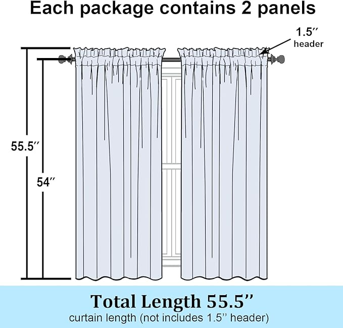 Simplebrand Rod Pocket Top Solid Voile Sheer Curtains - Image 8