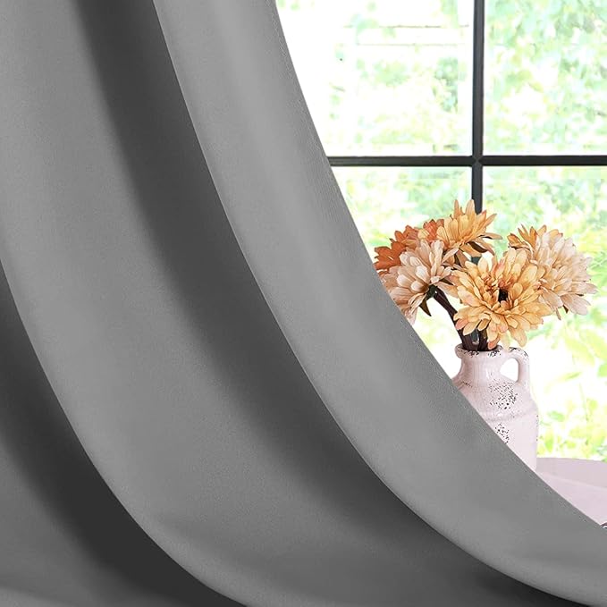 NICETOWN Silver Grey Blackout Curtain Panels - Image 6
