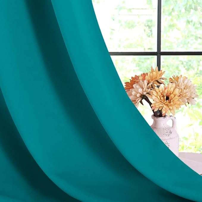 NICETOWN Peacock Teal Blackout Draperies Curtains - Image 6