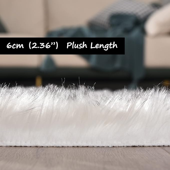 Goolela Sheepskin Area Rug 9x12 Fluffy Fuzzy Furry Rug - Image 2