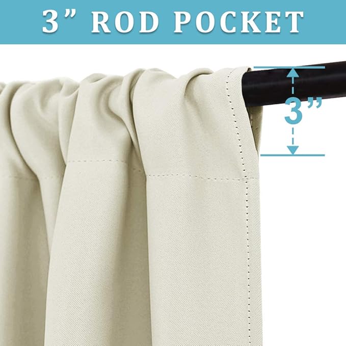 RYB HOME Curtains for Bedroom Living Room 63 inches Long, Thermal Insulated - Image 2