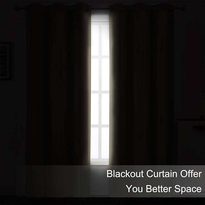 LEMOMO Khaki Blackout Curtains/38 x 54 Inch/Set of Two Panels Grommet Living - Image 3