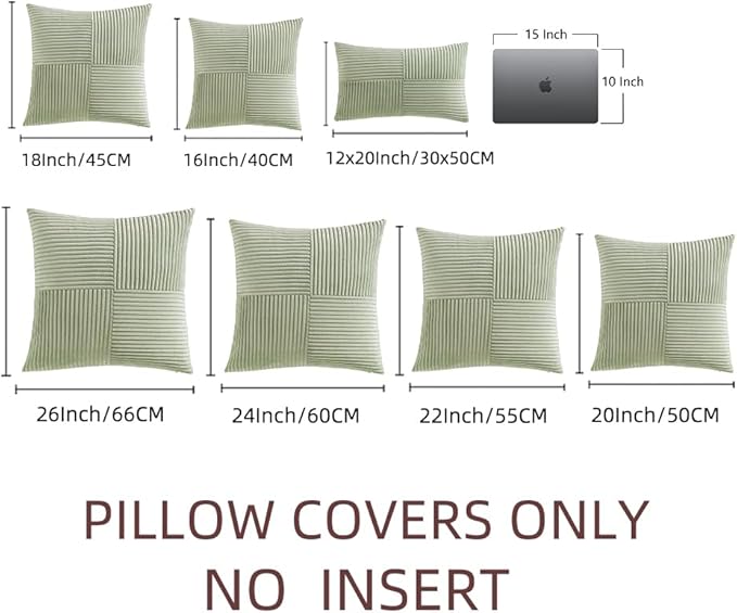 Fancy Homi 2 Packs Sage Green Decorative Throw Pillow Covers 16x16 Inch - Image 7