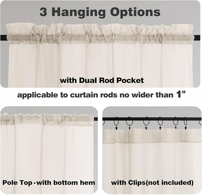 Chyhomenyc Cream Sheer Curtains 90 Inches Long 2 Panels, Light Filtering Cream - Image 5