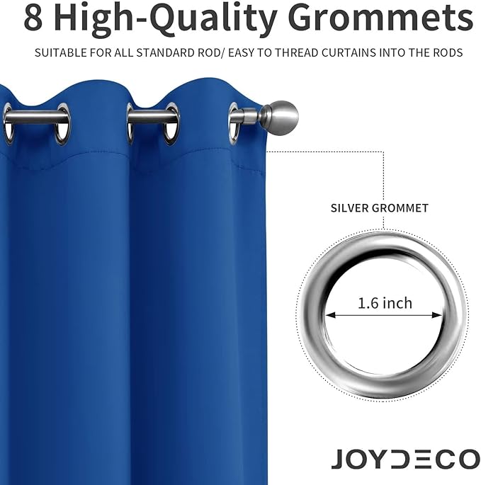 Joydeco Royal Blue Custom Solid Single Blackout Curtain - Image 5