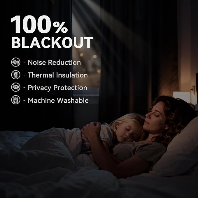 100% Blackout Shield Total Blackout Curtains Faux Linen Textured Thermal - Image 3