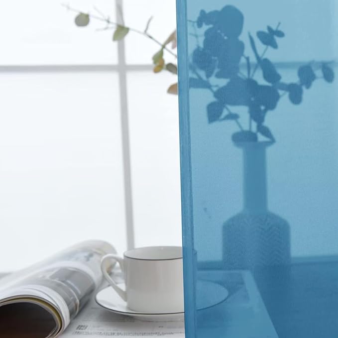 SpaceDresser Basic Rod Pocket Sheer Voile Window Curtain Panels Blue 1 Pair 2 - Image 8