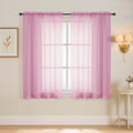 Light Pink Window Sheer Curtains 45 Inches Length, Voile Short Curtains by Home